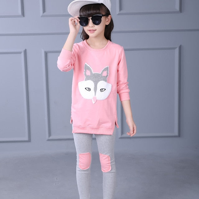 Children Clothing Autumn Cartoon Girls Sets Long Sleeve Tracksuit For 3- 13 Years old Girls Clothes Sport Suit Kids Clothes Sets