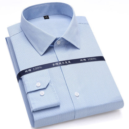 Top Quality Mens Formal Dress Shirts Long Sleeve White Pure Cotton Business Slim Fit Plus Size Office Non Iron Blouse