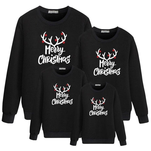 family christmas sweaters father mother daughter son matching outfits look new year kids hoodies clothing mommy and me Clothes