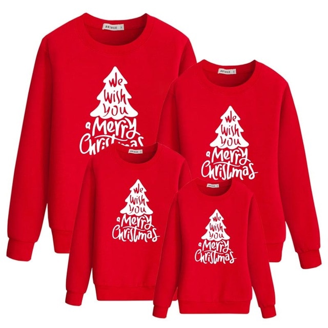 family christmas sweaters father mother daughter son matching outfits look new year kids hoodies clothing mommy and me Clothes