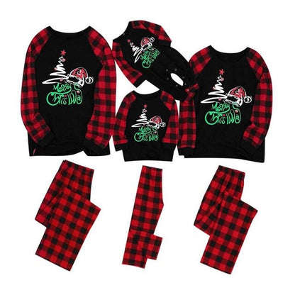 Family christmas pajamas 2020 Set Printed Hat Father Mother Kids Infant Baby Matching Clothes Dad Mom and Me Sleepwear