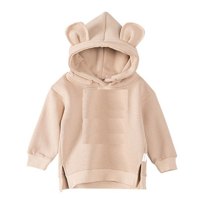 Winter Toddler Baby Kids Boy Girl Hooded Cartoon Ear Hoodie Sweatshirt Tops Clothes roupa infantil solid yellow grey Hoodies