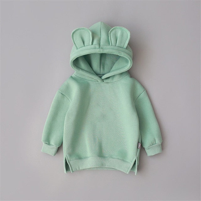 Winter Toddler Baby Kids Boy Girl Hooded Cartoon Ear Hoodie Sweatshirt Tops Clothes roupa infantil solid yellow grey Hoodies