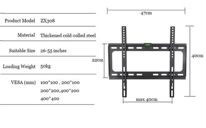 LVDIBAO Universal TV Wall Mount Fixed Bracket For 26''-55'' Flat Screen Load Up To 50 kg Monitor Wall Mount Bracket