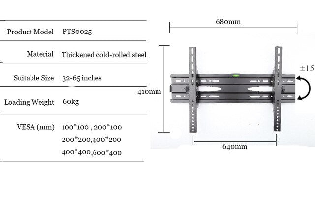 LVDIBAO Universal TV Wall Mount Fixed Bracket For 26''-55'' Flat Screen Load Up To 50 kg Monitor Wall Mount Bracket