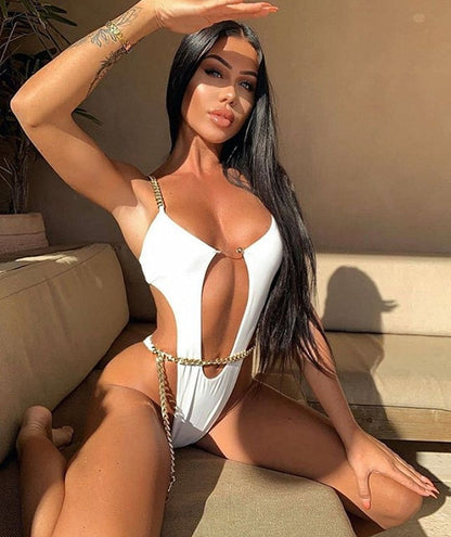 Catei Karrui 2020 new women's swimsuit loop strap bikini double face plain swimsuit sexy bikini swimming pool party essential