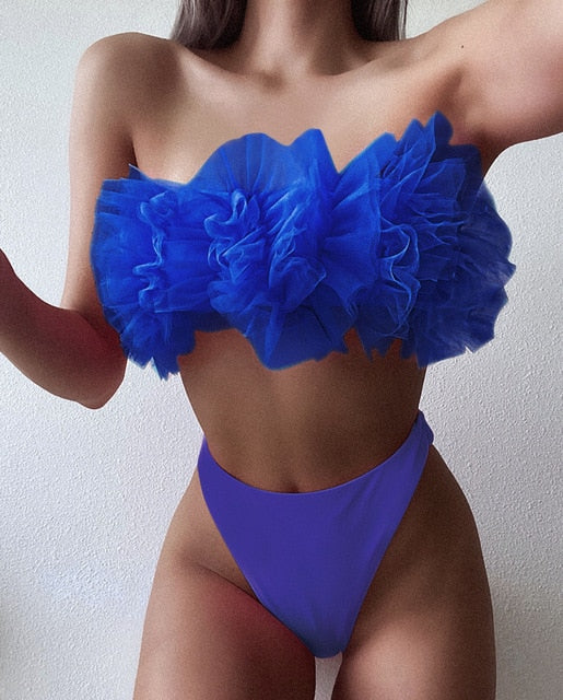 Catei Karrui 2020 new women's swimsuit loop strap bikini double face plain swimsuit sexy bikini swimming pool party essential