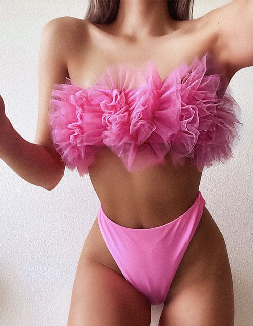 Catei Karrui 2020 new women's swimsuit loop strap bikini double face plain swimsuit sexy bikini swimming pool party essential