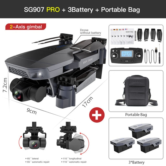 ZWN SG907 PRO/ SG901 GPS Drone with 2 Axis Gimbal Camera 4K HD 5G Wifi Wide Angle FPV Optical Flow RC Quadcopter Dron vs SG906