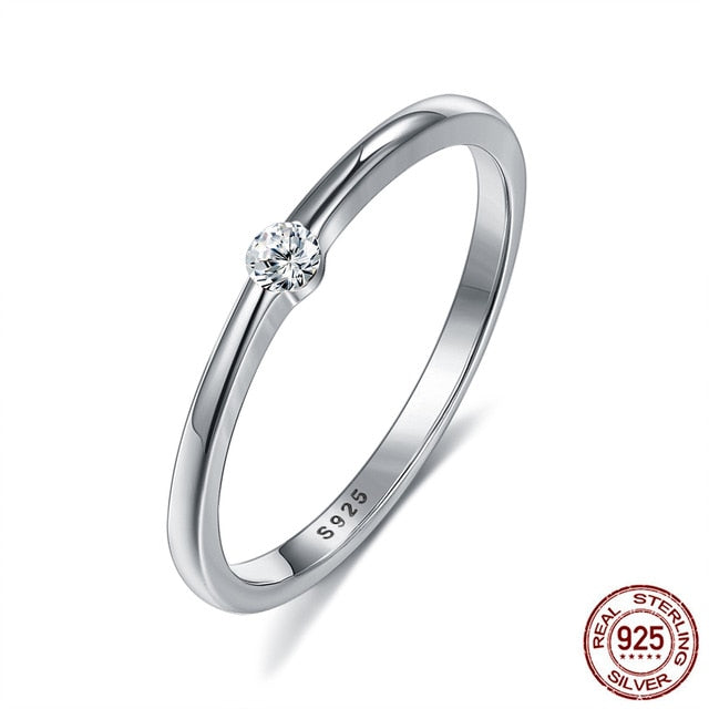 SILVERHOO 925 Sterling Silver Rings for Women Cute Zircon Round Geometric 925 Silver Wedding Ring Fine Jewelry Minimalist Gift
