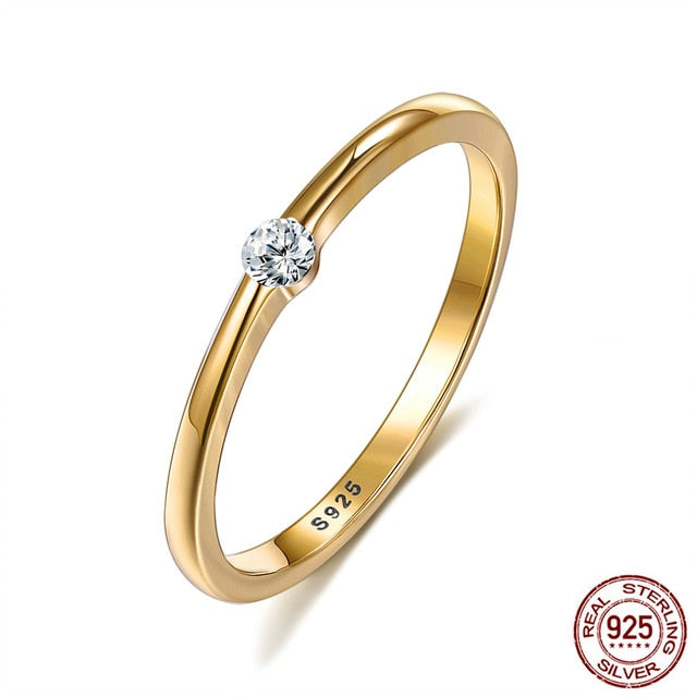 SILVERHOO 925 Sterling Silver Rings for Women Cute Zircon Round Geometric 925 Silver Wedding Ring Fine Jewelry Minimalist Gift