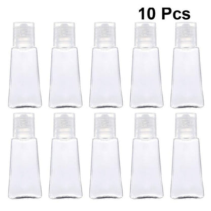 10pcs 30ml Trapezoidal Empty Hand Sanitizer Bottles Refillable Plastic Container Transparent Gel Bottle for Travel Outdoor