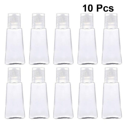10pcs 30ml Trapezoidal Empty Hand Sanitizer Bottles Refillable Plastic Container Transparent Gel Bottle for Travel Outdoor