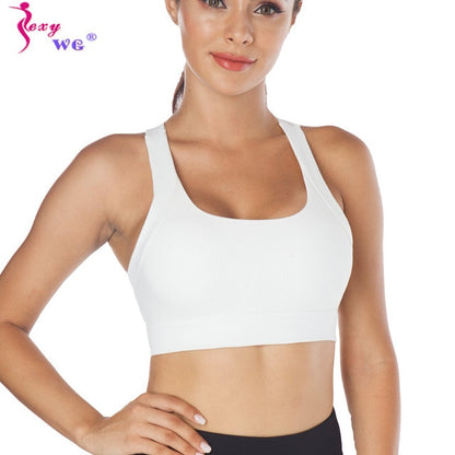 SEXYWG Sexy Back Sports Bra for Women Yoga Push Up Crop Top Athletic Vest Shirt Sport Running Sportswear Fitness Underwear Bras