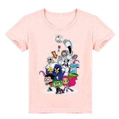 2020 Cartoon Teens Titans GO T Shirt Kids Summer Clothes Boys T-shirts Short Sleeve Raven Robin Cyborg Girls Casual Hip Hop Tops