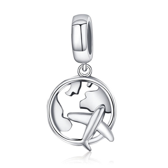 925 Sterling Silver Berloque Family House Eiffel Tower Camera Travel Dream Coffee Cup Shoes Charm Fit Charm Bracelet DIY Jewelry