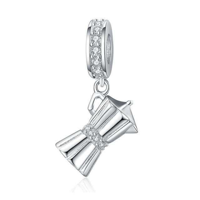 925 Sterling Silver Berloque Family House Eiffel Tower Camera Travel Dream Coffee Cup Shoes Charm Fit Charm Bracelet DIY Jewelry