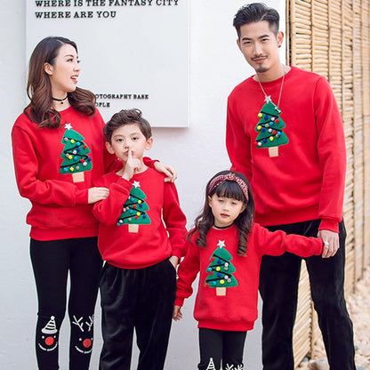 Christmas Family Matching Pajamas Winter Santa Claus Elk Print Casual Ugly Sweaters Xmas Gift Mommy and Me Hoodies Outfit