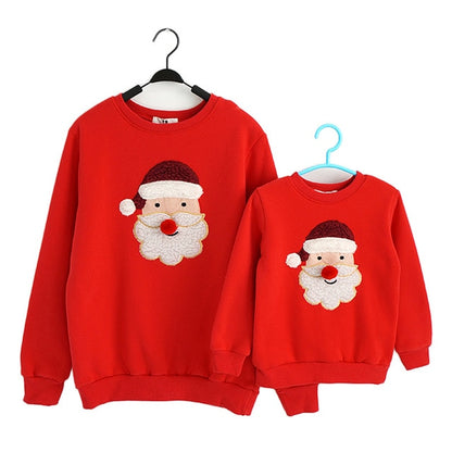 Christmas Family Matching Pajamas Winter Santa Claus Elk Print Casual Ugly Sweaters Xmas Gift Mommy and Me Hoodies Outfit