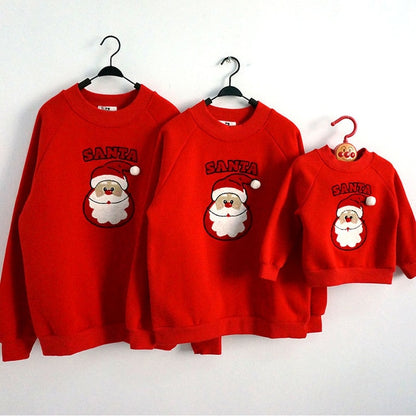 Christmas Family Matching Pajamas Winter Santa Claus Elk Print Casual Ugly Sweaters Xmas Gift Mommy and Me Hoodies Outfit
