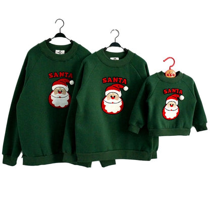 Christmas Family Matching Pajamas Winter Santa Claus Elk Print Casual Ugly Sweaters Xmas Gift Mommy and Me Hoodies Outfit