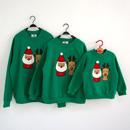 Christmas Family Matching Pajamas Winter Santa Claus Elk Print Casual Ugly Sweaters Xmas Gift Mommy and Me Hoodies Outfit