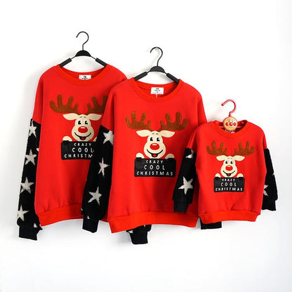 Christmas Family Matching Pajamas Winter Santa Claus Elk Print Casual Ugly Sweaters Xmas Gift Mommy and Me Hoodies Outfit