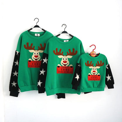 Christmas Family Matching Pajamas Winter Santa Claus Elk Print Casual Ugly Sweaters Xmas Gift Mommy and Me Hoodies Outfit