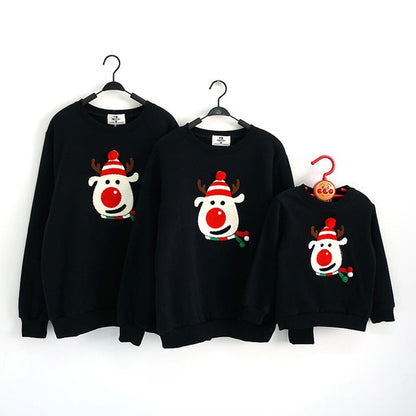 Christmas Family Matching Pajamas Winter Santa Claus Elk Print Casual Ugly Sweaters Xmas Gift Mommy and Me Hoodies Outfit