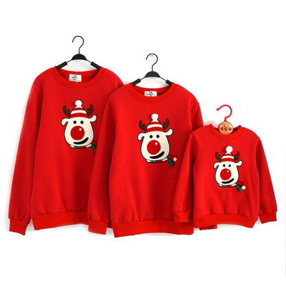 Christmas Family Matching Pajamas Winter Santa Claus Elk Print Casual Ugly Sweaters Xmas Gift Mommy and Me Hoodies Outfit