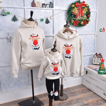 Christmas Family Matching Pajamas Winter Santa Claus Elk Print Casual Ugly Sweaters Xmas Gift Mommy and Me Hoodies Outfit
