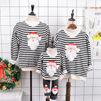 Christmas Family Matching Pajamas Winter Santa Claus Elk Print Casual Ugly Sweaters Xmas Gift Mommy and Me Hoodies Outfit
