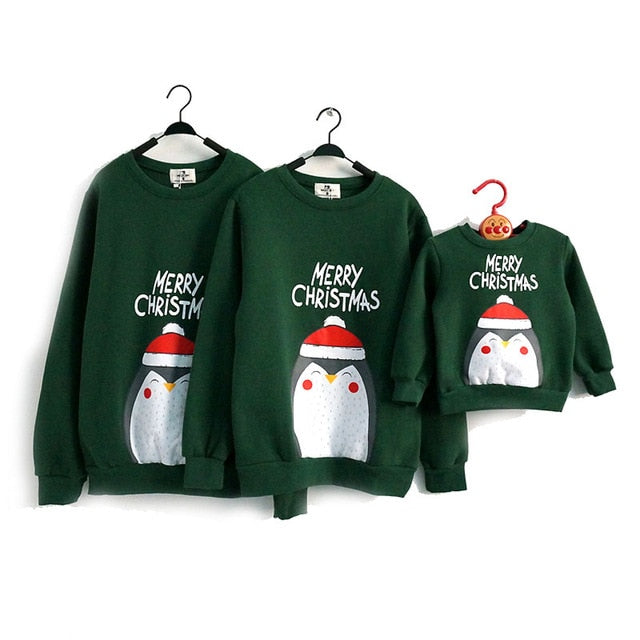 Christmas Family Matching Pajamas Winter Santa Claus Elk Print Casual Ugly Sweaters Xmas Gift Mommy and Me Hoodies Outfit
