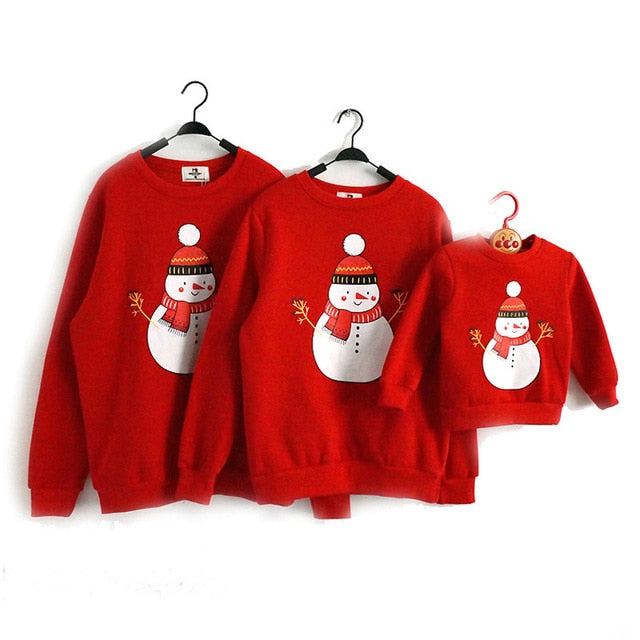 Christmas Family Matching Pajamas Winter Santa Claus Elk Print Casual Ugly Sweaters Xmas Gift Mommy and Me Hoodies Outfit