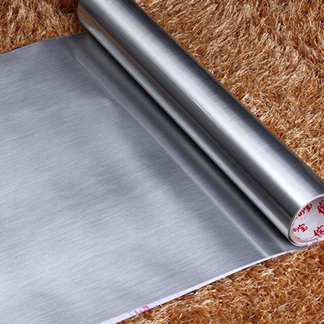 Gold Silver Brushed Wall Stickers PVC Self Adhesive Fridge Sticker Furniture Wardrobe Desktop Waterproof Decorative Wall Papers