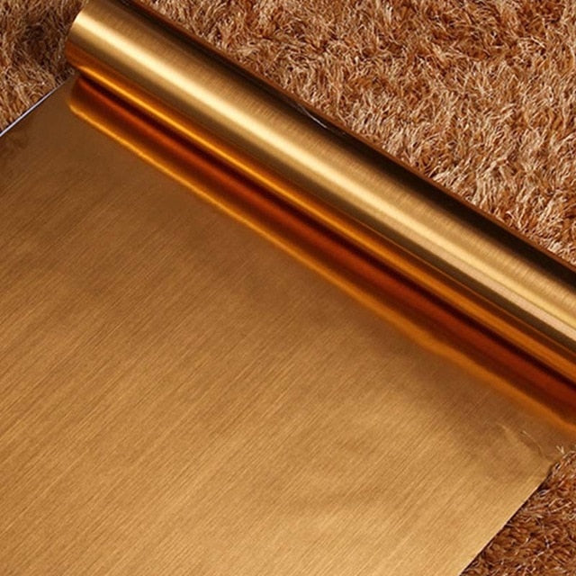 Gold Silver Brushed Wall Stickers PVC Self Adhesive Fridge Sticker Furniture Wardrobe Desktop Waterproof Decorative Wall Papers
