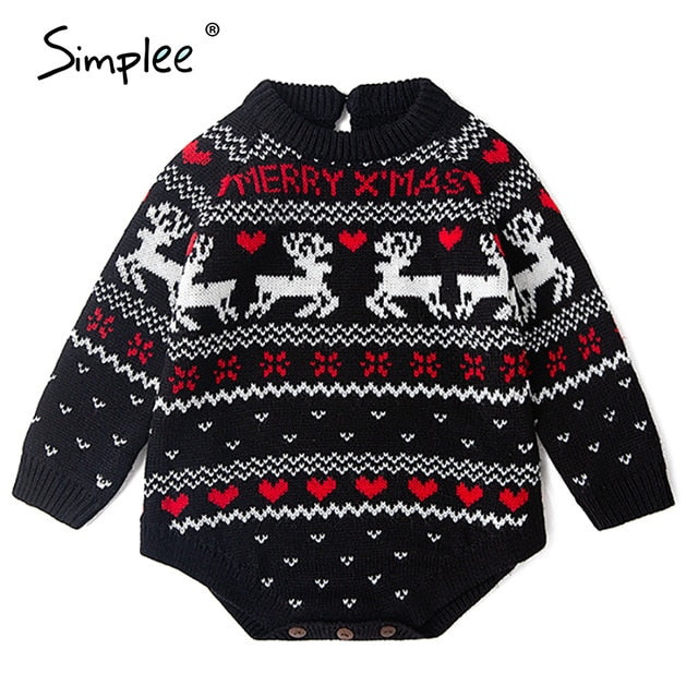 Simplee O-neck Christmas Sweater Family matching outfits Autumn winter Christmas deer print knitted pullovers 2020 New year