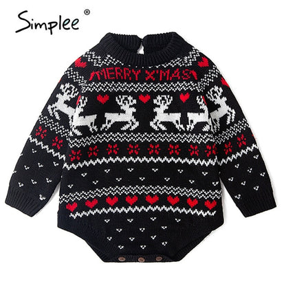 Simplee O-neck Christmas Sweater Family matching outfits Autumn winter Christmas deer print knitted pullovers 2020 New year