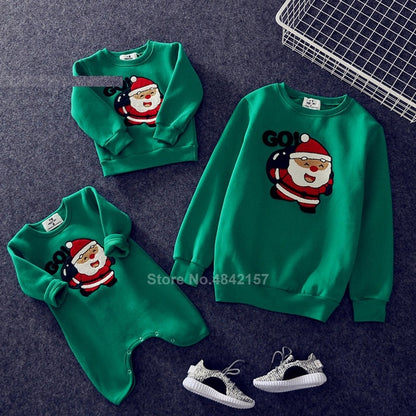 2020 Couple Family Matching Christmas Sweaters Xmas Mommy and Me Hoodies Pajamas Santa Embroidery Adult Kids Sweatshirt Gift