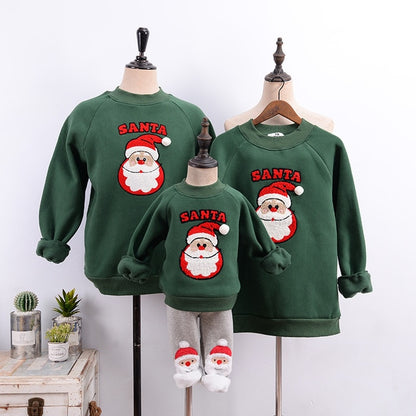 2020 Couple Family Matching Christmas Sweaters Xmas Mommy and Me Hoodies Pajamas Santa Embroidery Adult Kids Sweatshirt Gift