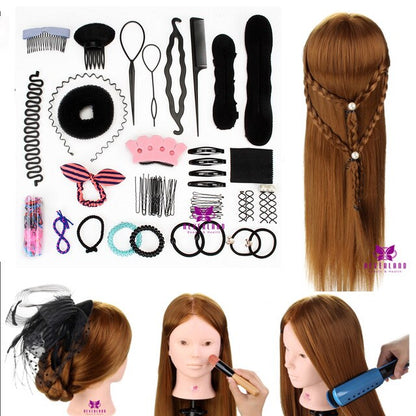 Salon 24" 50% Real Human Hair Training Head Practice Bride Hairstyle Hairdressing Doll Mannequin Head For Makeup +Comb Braid Set