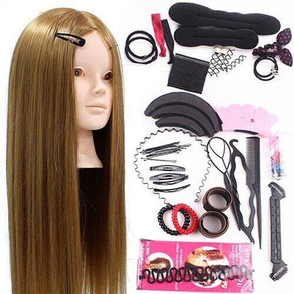 Salon 24" 50% Real Human Hair Training Head Practice Bride Hairstyle Hairdressing Doll Mannequin Head For Makeup +Comb Braid Set