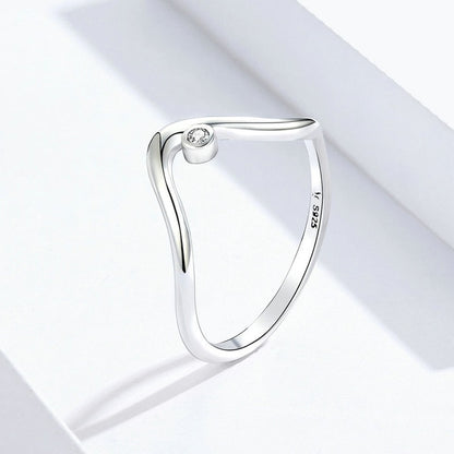 [add to cart win phone] BAMOER 100% 925 Sterling Silver Water Droplet Clear CZ Finger Rings for Women Wedding Gift PA7649