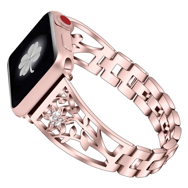 Diamond Watch Band For Apple Watch 38mm 42mm 40mm 44mm Bracelet Stainless Steel Strap Women Wristband for iWatch Jewelry Band