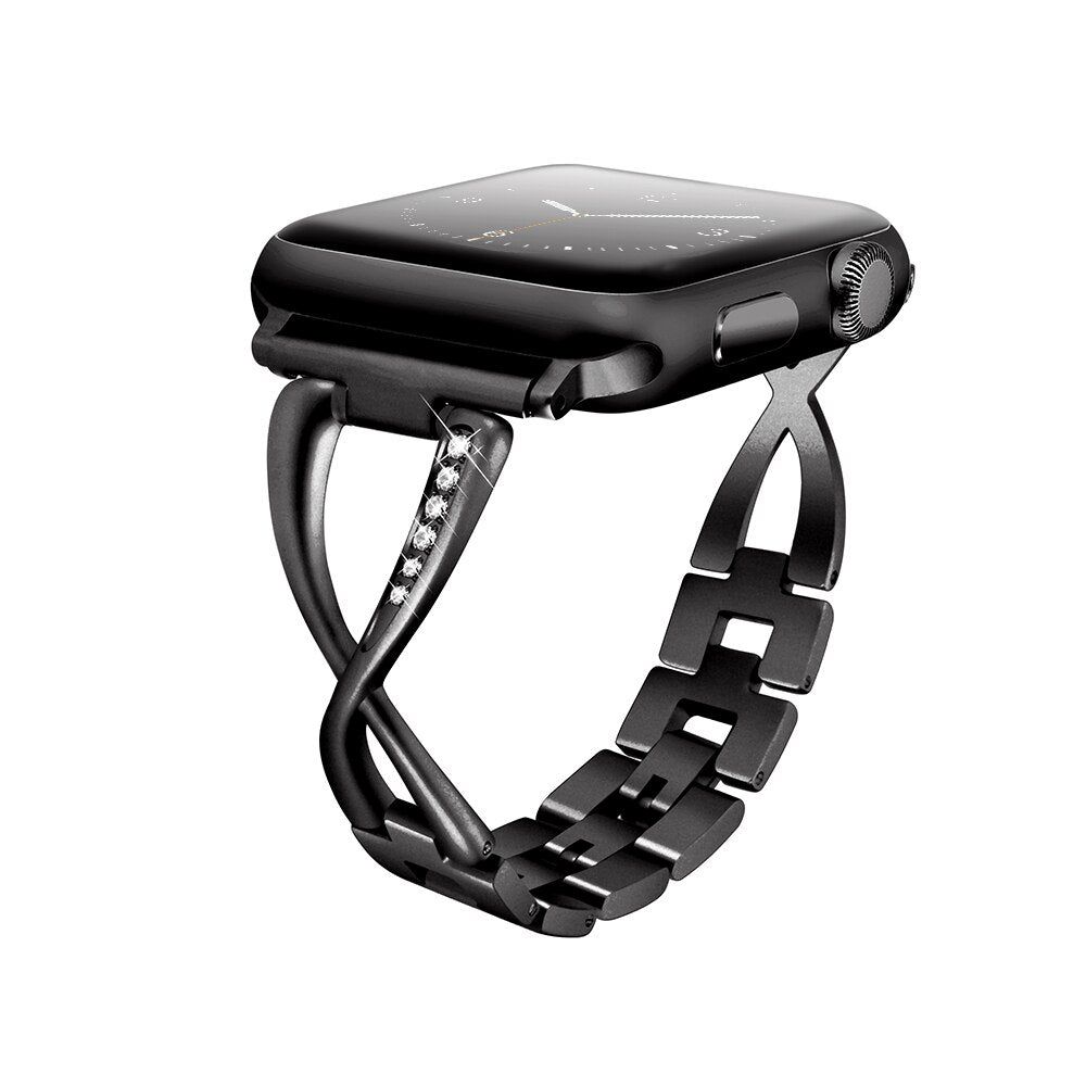 Suitable for Apple Watch Jewelry Band Stainless Steel Strap Crystal Diamond Bracelet 38mm 40mm 42mm 44mm iwatch 5/4/3/2/1 Series