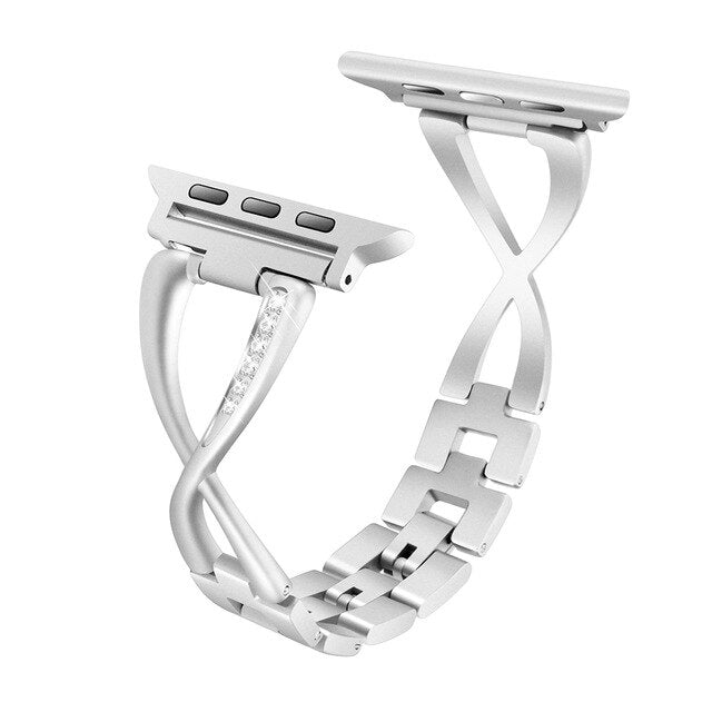 Suitable for Apple Watch Jewelry Band Stainless Steel Strap Crystal Diamond Bracelet 38mm 40mm 42mm 44mm iwatch 5/4/3/2/1 Series