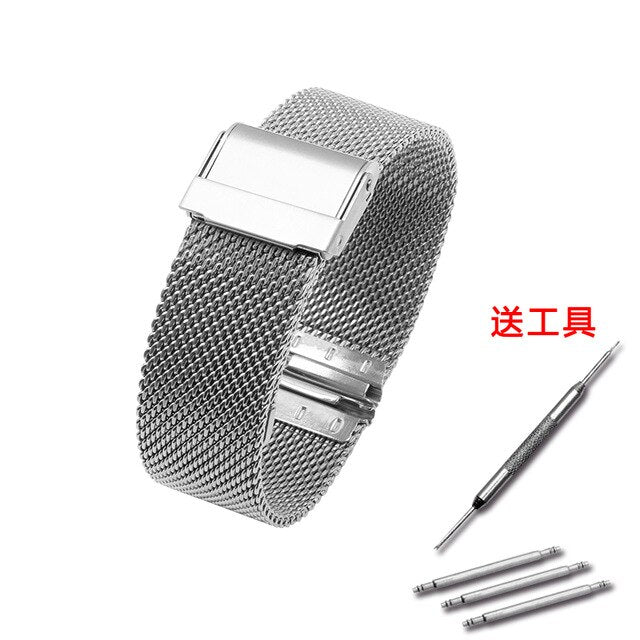 Milanese woven mesh strap strap stainless steel bracelet men and women rose gold tide wristband 12mm-22mm