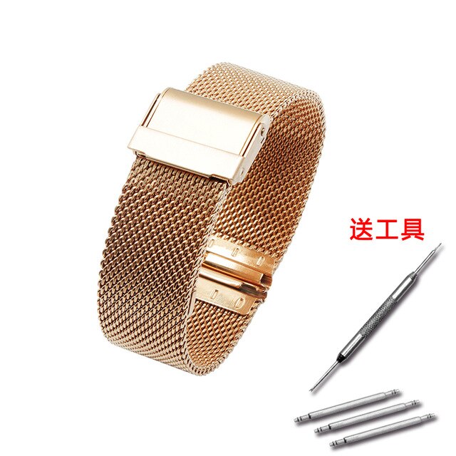 Milanese woven mesh strap strap stainless steel bracelet men and women rose gold tide wristband 12mm-22mm