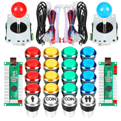 2 Player Arcade DIY Kits USB Encoder to PC 4 - 8 Ways Joystick LED Illuminated Arcade Buttons for Arcade Video Game Console