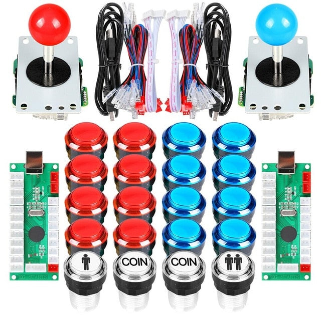 2 Player Arcade DIY Kits USB Encoder to PC 4 - 8 Ways Joystick LED Illuminated Arcade Buttons for Arcade Video Game Console